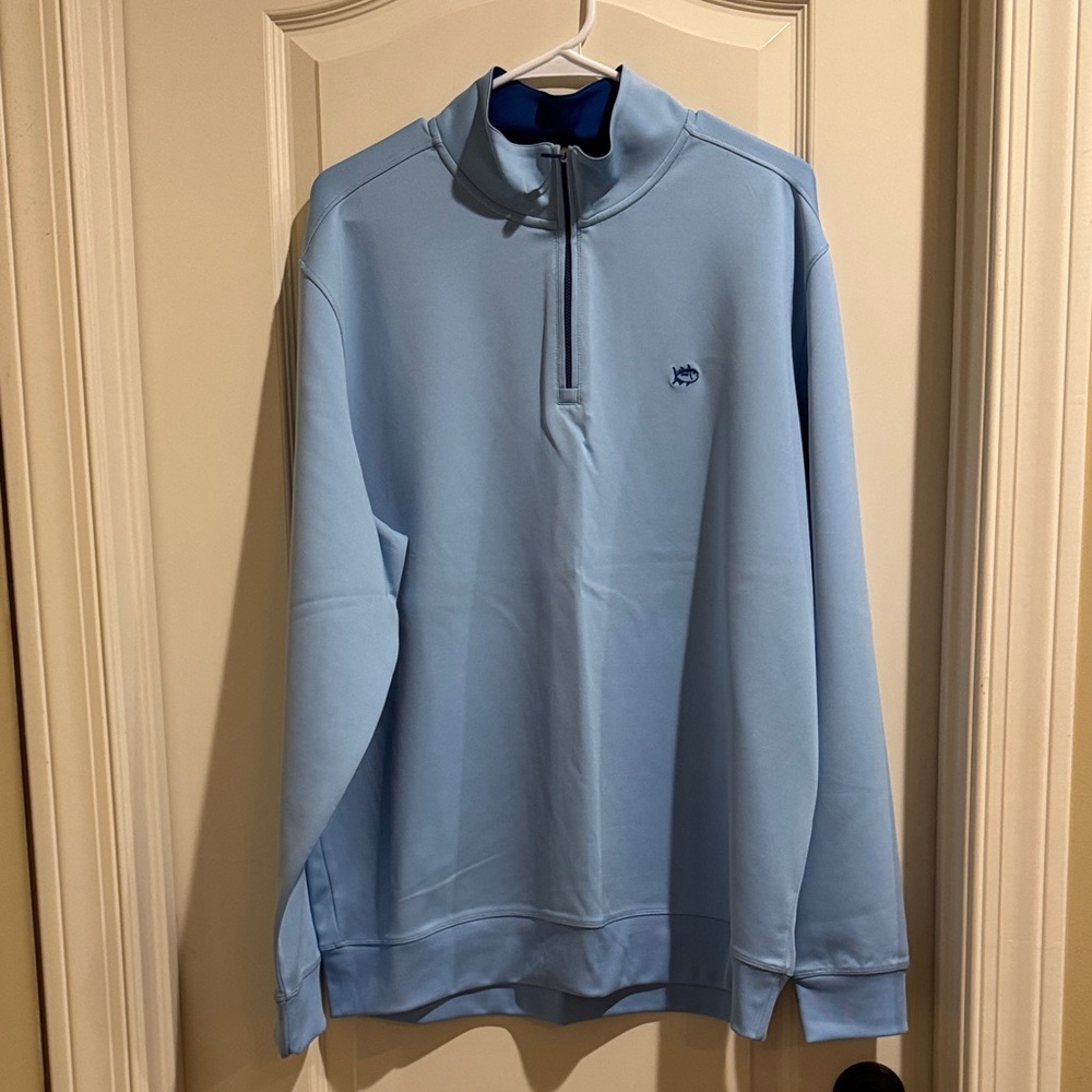 Southern Tide Men's Light Blue Half-Zip Sweater